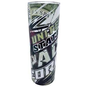USA Space Force Inspired 20 oz Skinny Tumbler Custom, Straw & Lid Included, New